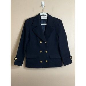 VTG International Scene Womens Sailor Blazer Sz 9/10 Blue Nautical 90s Academia
